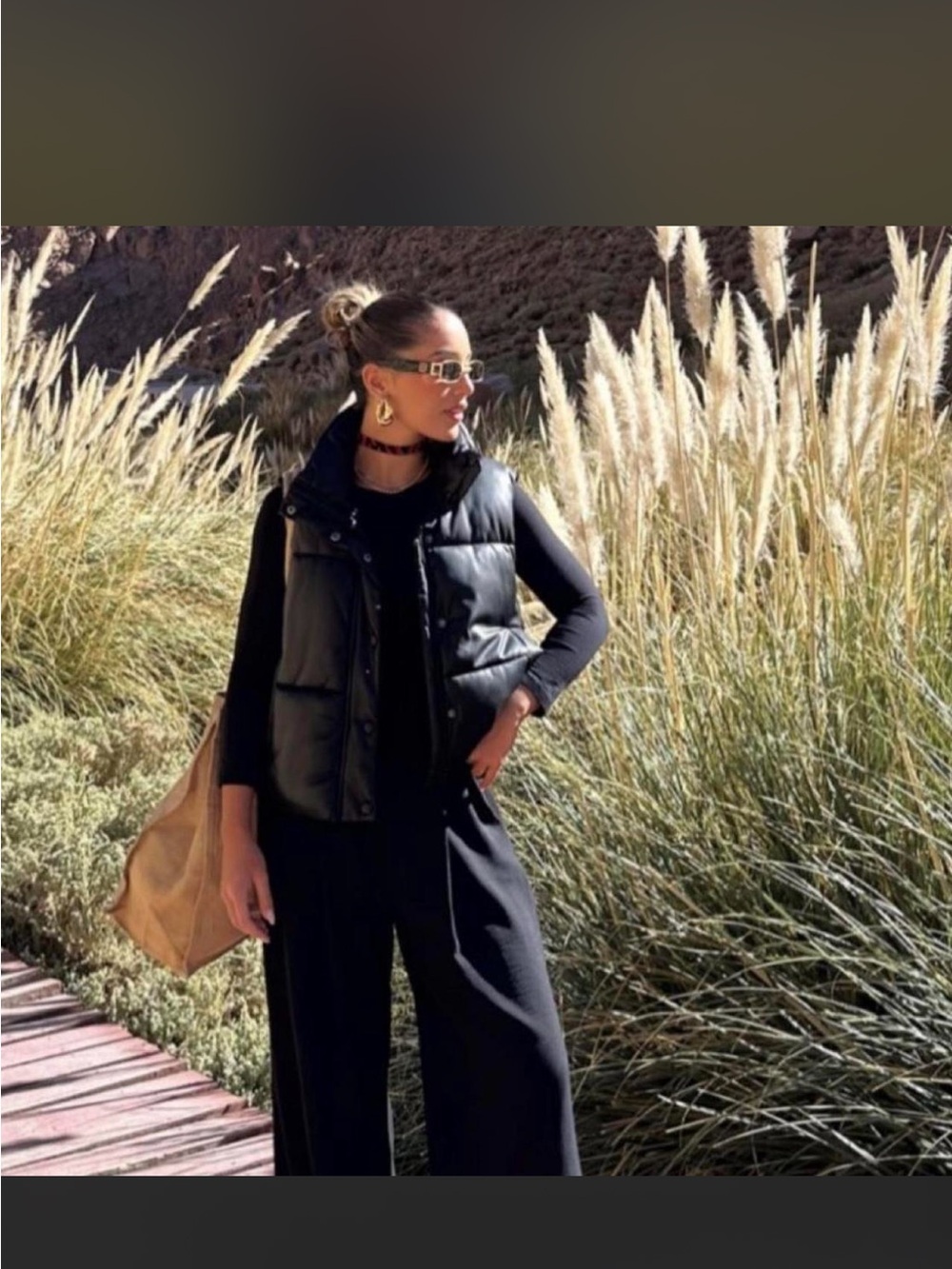 Banana Republic Black Leather Puffer Vest